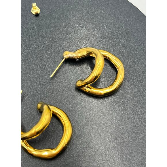 Missoma 18k Recycled Gold Plated Double Molten Abstract Sculptural Twist Earring - Picture 6 of 11